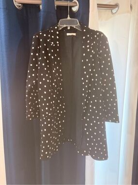 Maurices Black and White Polka Dot Open Blazer